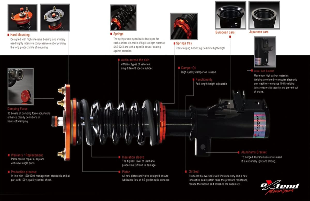 Extend Motorsports - R Spec Damper Coilover Kit (Tesla Model 3 AWD)